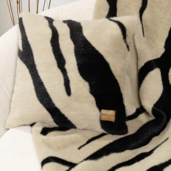 Nima Home Διακοσμητική Μαξιλαροθήκη 45x45 - Sebra Beige Μπεζ, Μαύρο