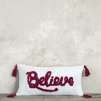 Nima Home Διακοσμητικό Μαξιλάρι 30x60 - Believe Λευκό, Κόκκινο