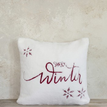 Nima Home Διακοσμητικό μαξιλάρι 45x45 - Sweet Winter Λευκό, Κόκκινο