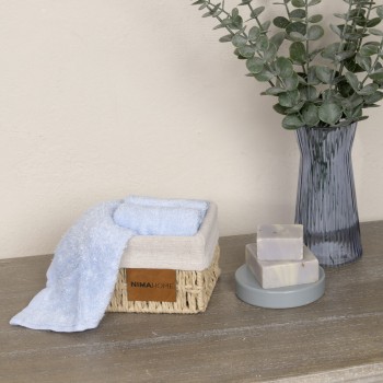 Nima Home Καλαθάκι με 3 τεμάχια Λαβέτες - Bamboo Bloom Light Blue Γαλάζιο