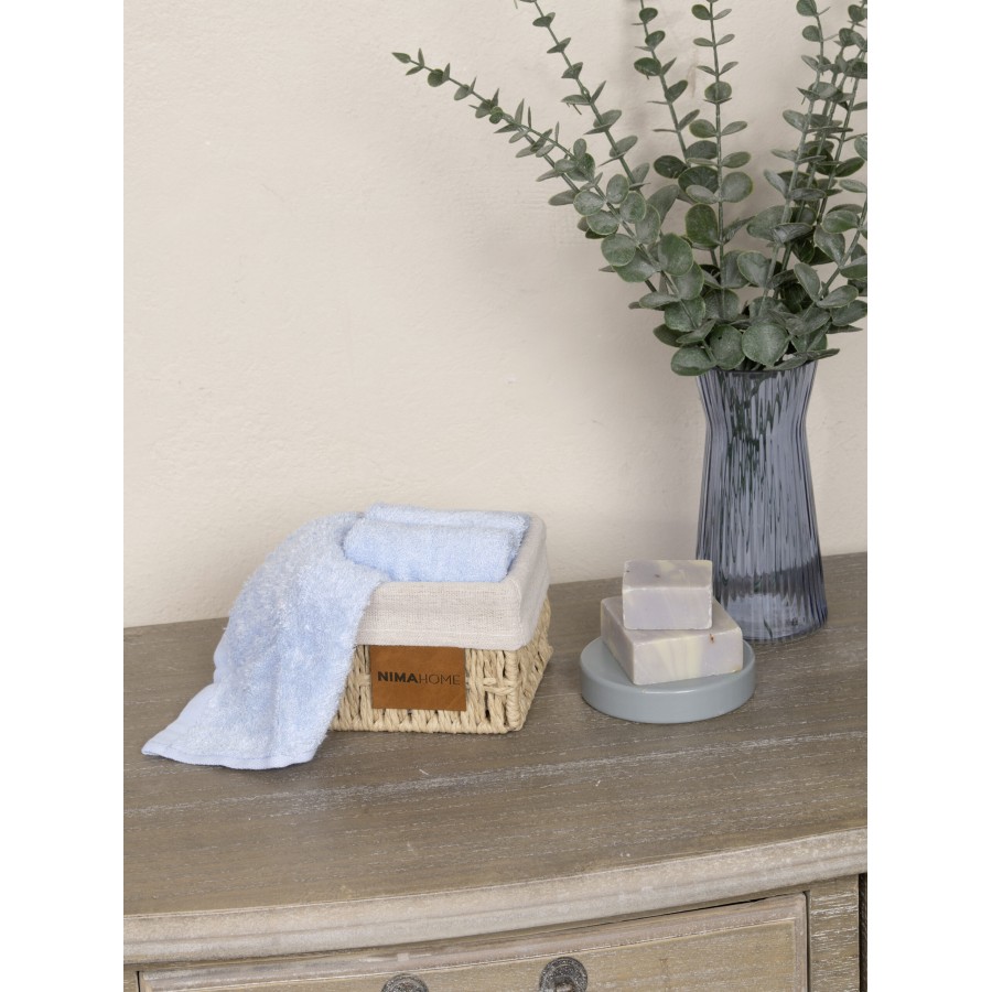 Nima Home Καλαθάκι με 3 τεμάχια Λαβέτες - Bamboo Bloom Light Blue Γαλάζιο