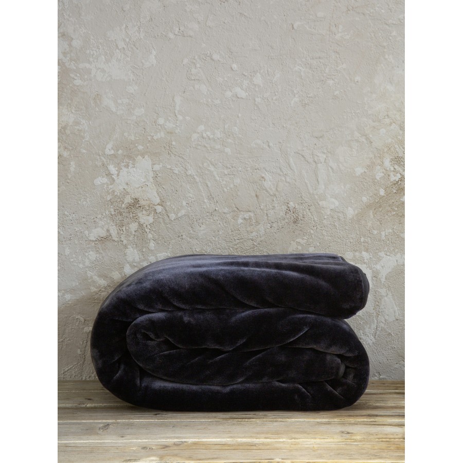 Nima Home Κουβέρτα Βελουτέ Γίγας 240x260 Coperta - Black Μαύρο