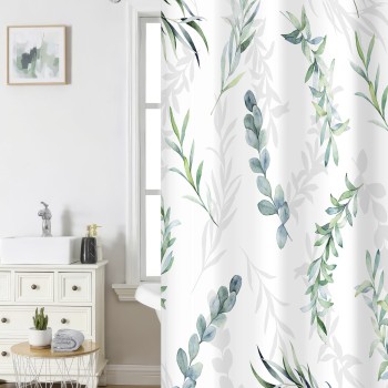Nima Home Κουρτίνα Μπάνιου 180x200 - Cedar Λευκό, Μπλε, Πράσινο