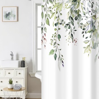 Nima Home Κουρτίνα Μπάνιου 180x200 - Vera Λευκό, Πράσινο