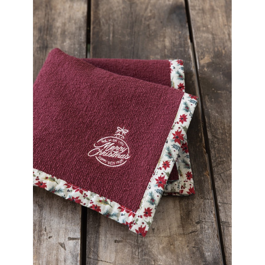 Nima Home Πετσέτα Κουζίνας 40x40 - Merry Κόκκινο