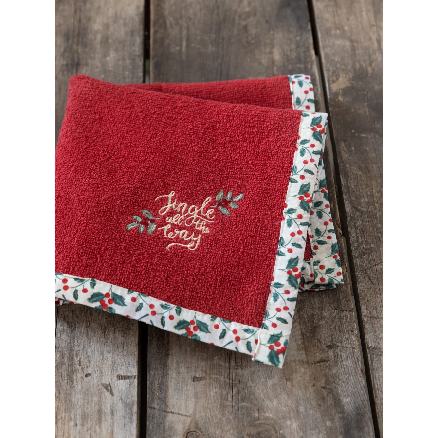 Nima Home Πετσέτα Κουζίνας 40x40 - Mistletoe Λευκό,  Κόκκινο, Πράσινο