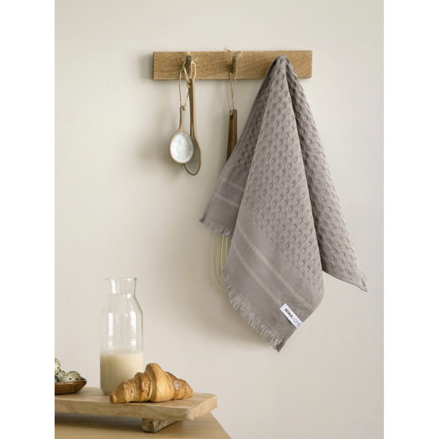 Nima Home Πετσέτα Κουζίνας 40x60 - Honeycomb Gray Γκρι