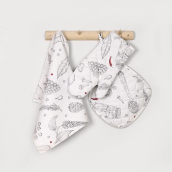 Nima Home Πετσέτα Κουζίνας 40x60 - Supper Γκρι, Κόκκινο