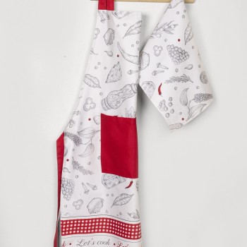 Nima Home Ποδιά Κουζίνας - Supper Γκρι, Κόκκινο