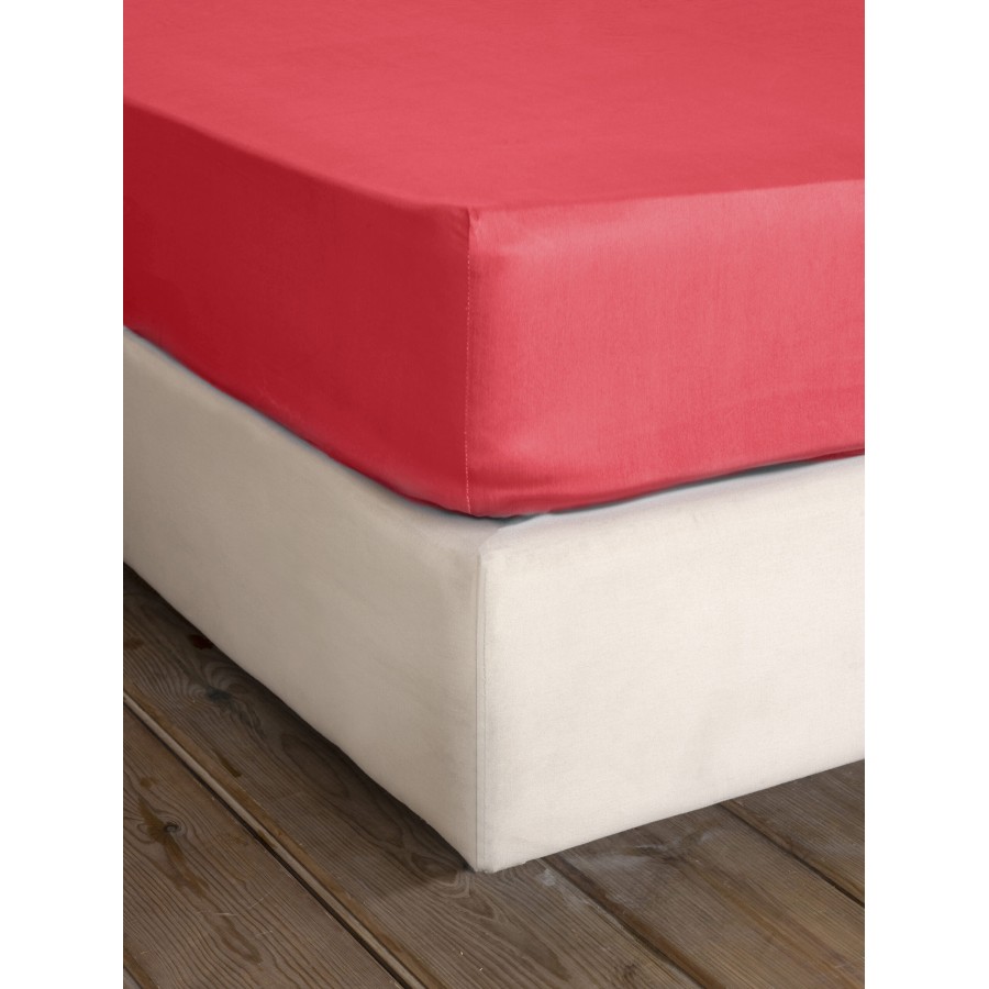 Nima Home Σεντόνι Γίγας με Λάστιχο Superior Satin - Red Κόκκινο     185x205+35