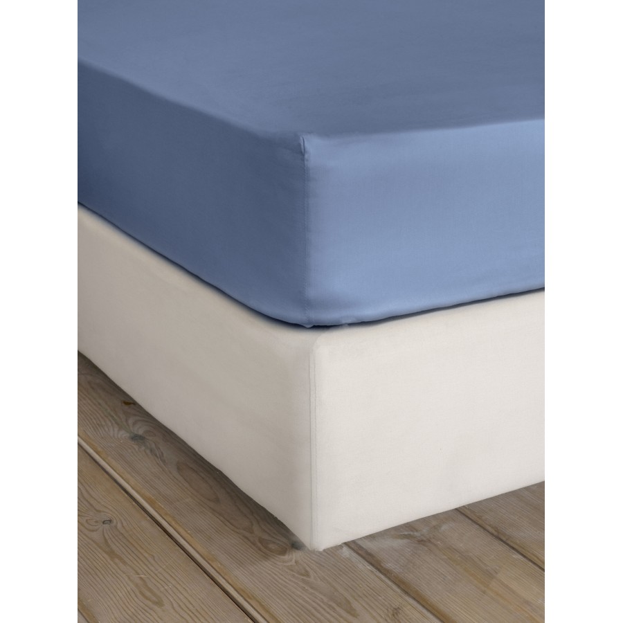Nima Home Σεντόνι Γίγας με Λάστιχο Superior Satin - Shadow Blue Μπλε     185x205+35