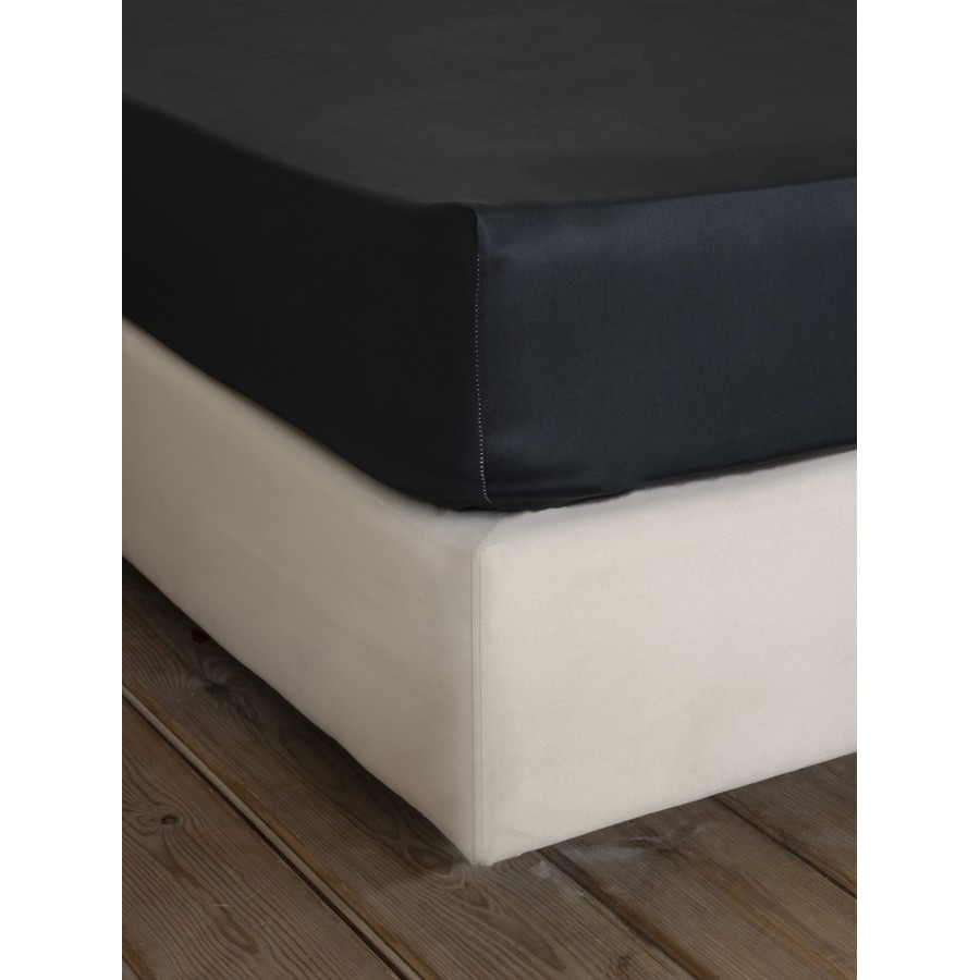 Nima Home Σεντόνι Μονό με Λάστιχο Superior Satin - Black Mαύρο     100x200+34