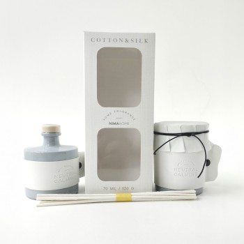 Nima Home Σετ Αρωματικό Χώρου με Στικ 70ml & Αρωματικό Κερί 130gr - Cotton & Silk