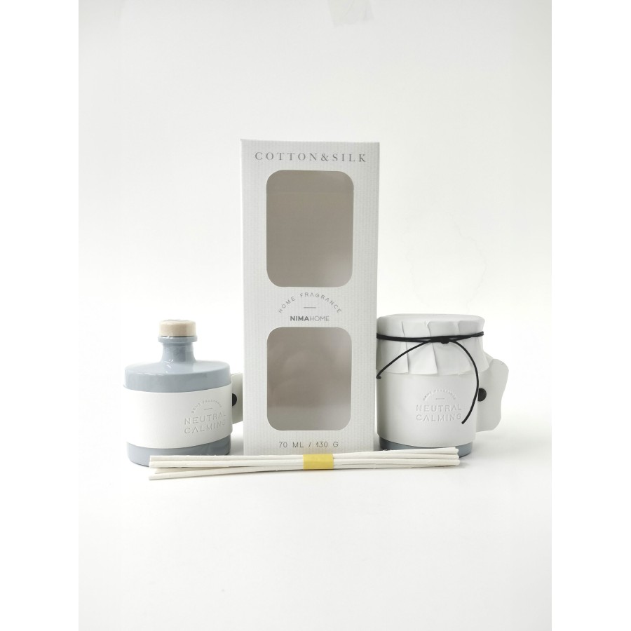Nima Home Σετ Αρωματικό Χώρου με Στικ 70ml & Αρωματικό Κερί 130gr - Cotton & Silk