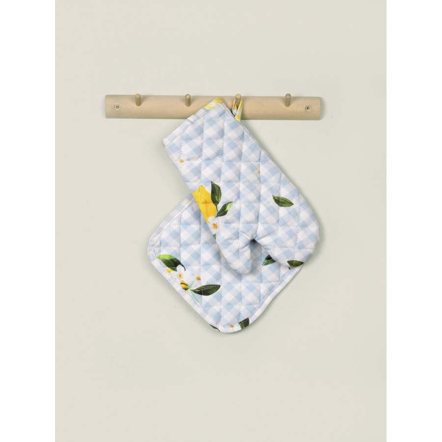 Nima Home Σετ Κουζίνας (Γάντι + Πιάστρα) - Lemon Tree Γαλάζιο, Κίτρινο