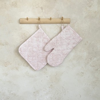 Nima Home Σετ Κουζίνας (Γάντι + Πιάστρα) - Roses Ροζ