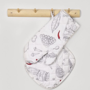 Nima Home Σετ Κουζίνας (Γάντι + Πιάστρα) - Supper Γκρι, Κόκκινο