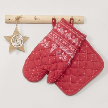 Nima Home Σετ Κουζίνας (Γάντι + Πιάστρα) - Wonderland Κόκκινο