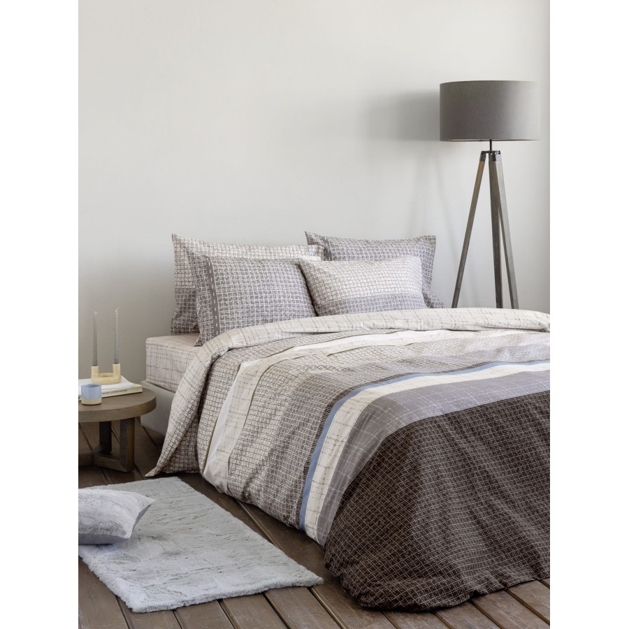 Nima Home Σετ Παπλωματοθήκη Μονή - Sharp Γκρι, Εκρού   (1 x 160x240   52x72)