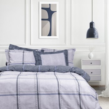 Nima Home Σετ Παπλωματοθήκη Υπέρδιπλη - Whilow Μπλε, Γκρι   (1 x 220x240 + 2    52x72+5)