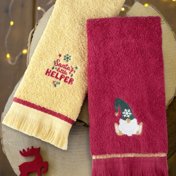 Nima Home Σετ Πετσέτες (2 x 30x50) - Elf Spirit Κόκκινο, Μουσταρδί