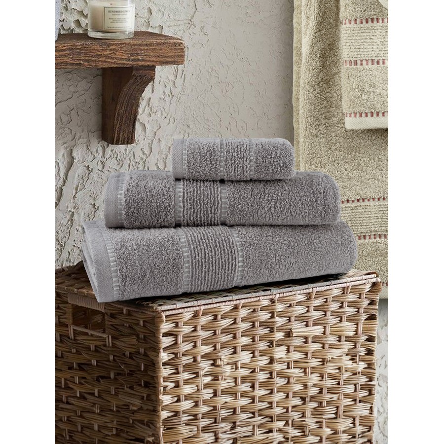 Nima Home Σετ Πετσέτες (30x50 + 50x90 + 70x140) - Pivot Gray Γκρι
