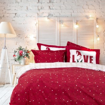 Nima Home Σετ Σεντόνια Γίγας - Everlove Κόκκινο, Εκρού   (2 x 270x280 + 2    52x72+5)