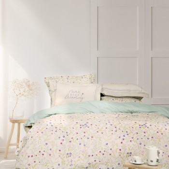 Nima Home Σετ Σεντόνια Υπέρδιπλα με Λάστιχο - Dream Garden Μπεζ, Πράσινο    (1 x 160x200+32  x 240x260 + 2    52x72+5)