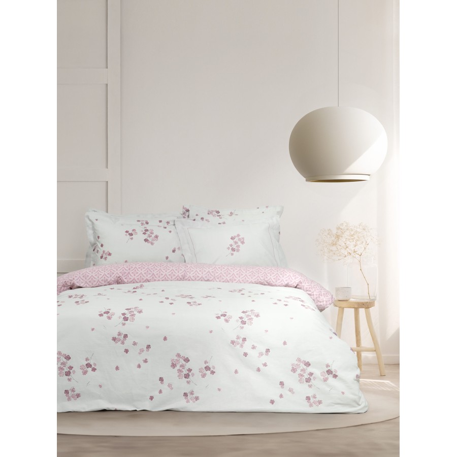 Nima Home Σετ Σεντόνια Υπέρδιπλα με Λάστιχο - Roselle Γαλάζιο, Ροζ    (1 x 160x200+32  x 240x260 + 2    52x72+5)