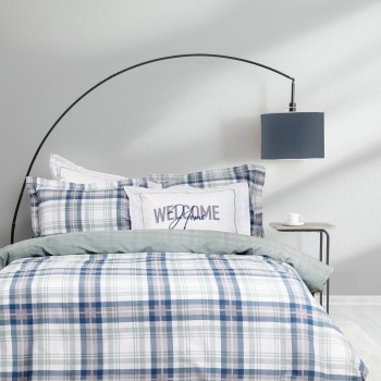 Nima Home Σετ Σεντόνια Υπέρδιπλα με Λάστιχο - Welcome Μπλε, Γκρι    (1 x 160x200+32  x 240x260 + 2    52x72+5)