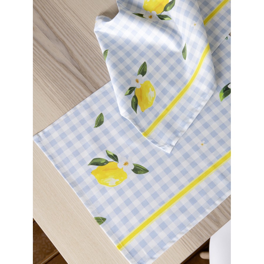 Nima Home Σετ Σουπλά 2 x 35x50  - Lemon Tree Γαλάζιο, Κίτρινο