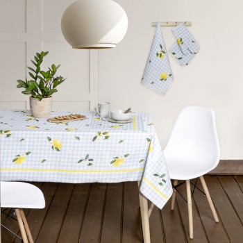 Nima Home Τραπεζομάντηλο 140x140 - Lemon Tree Γαλάζιο, Κίτρινο