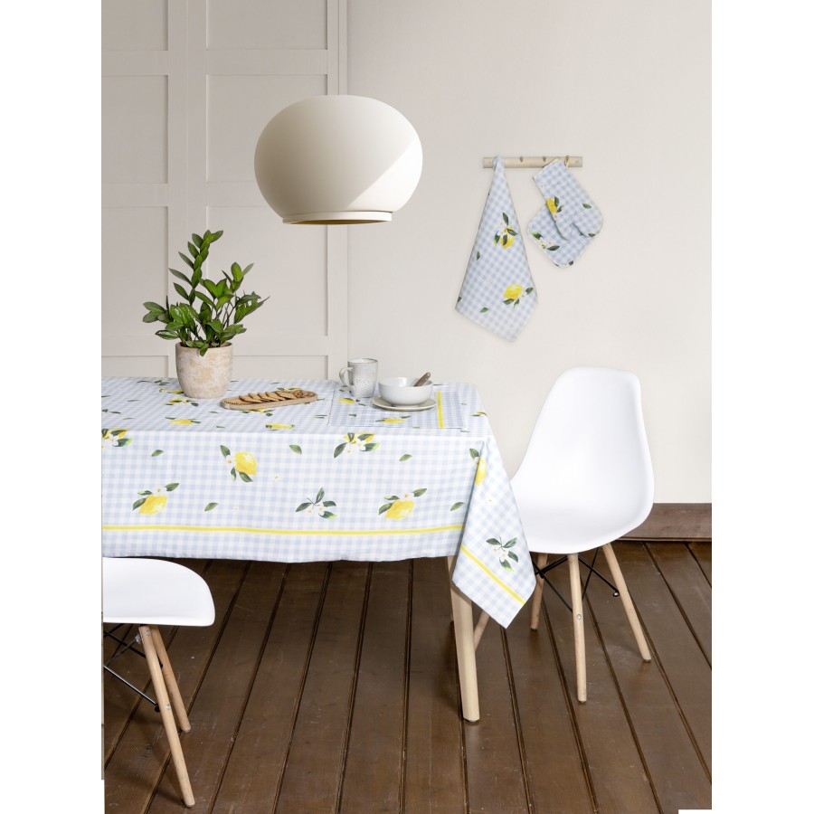 Nima Home Τραπεζομάντηλο 140x180 - Lemon Tree Γαλάζιο, Κίτρινο