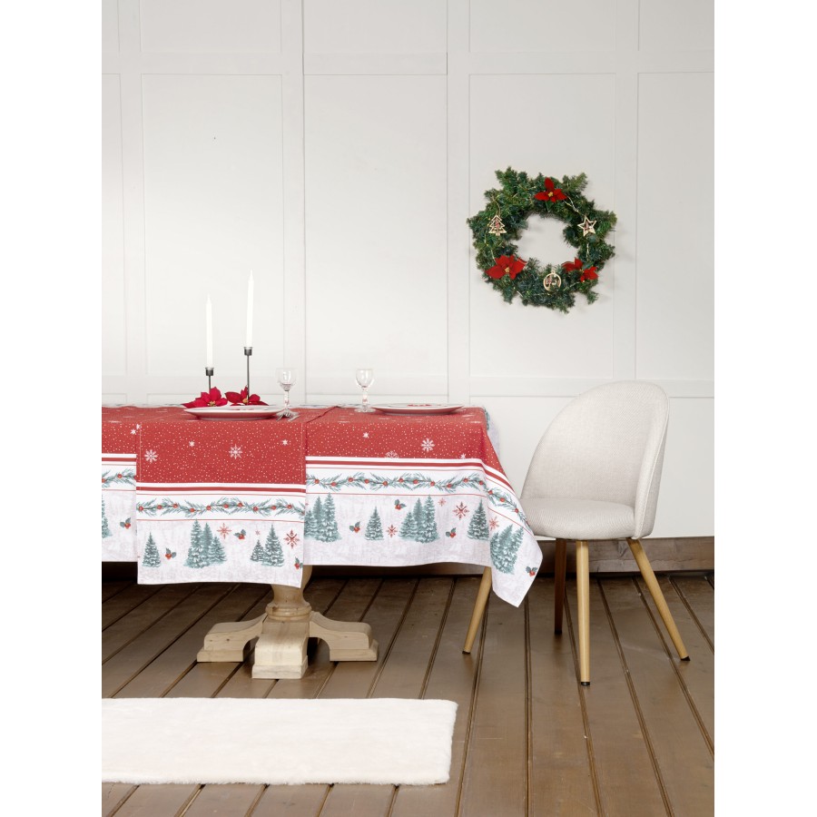 Nima Home Τραπεζομάντηλο 140x180 - North Pole Κόκκινο, Πράσινο