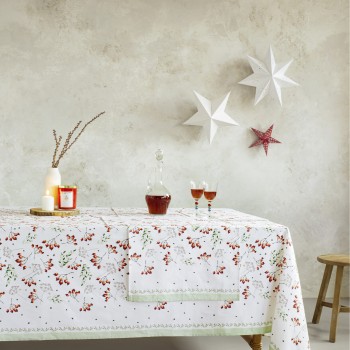 Nima Home Τραπεζομάντηλο 150x190 - Mistletoe Λευκό,  Κόκκινο, Πράσινο