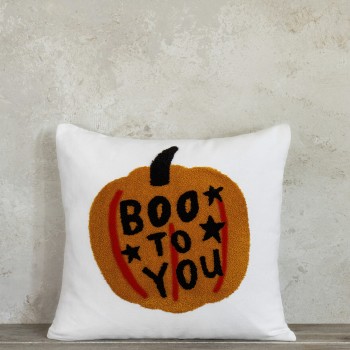 Nima Kids Διακοσμητικό μαξιλάρι 40x40 - Boo To You Λευκό, Πορτοκαλί