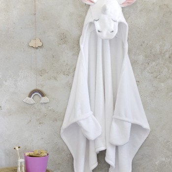 Nima Kids Παιδική κάπα 70x120 με κουκουλα - Licorne Λευκό