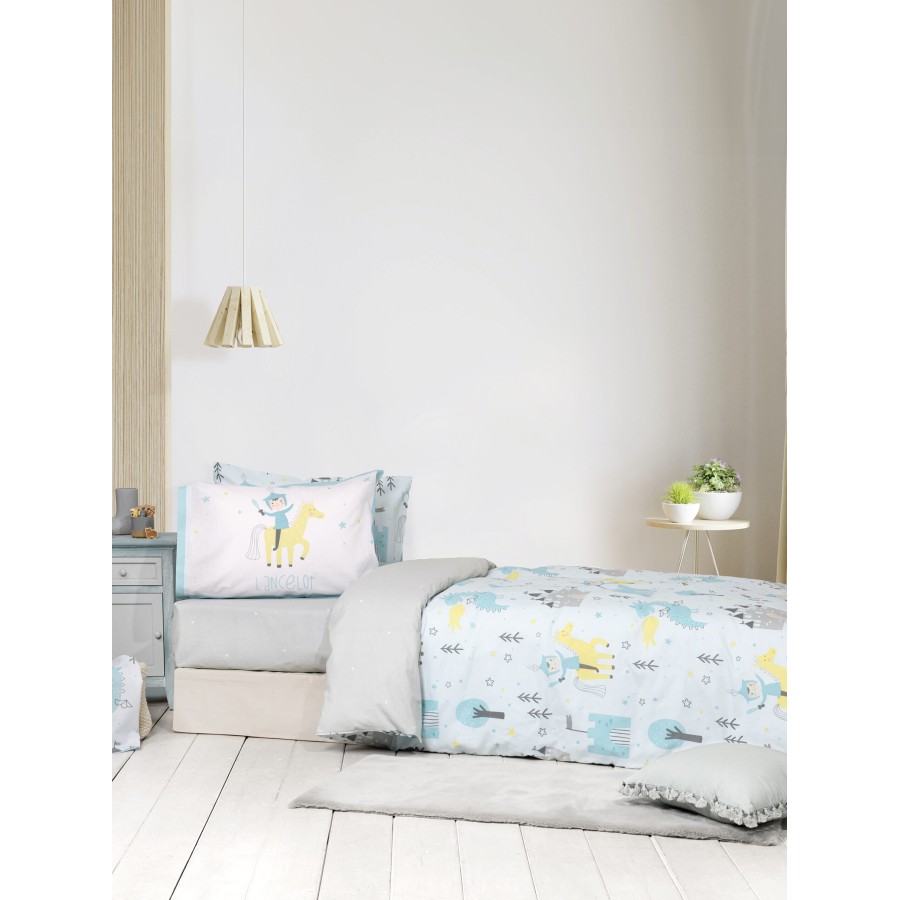 Nima Kids Σετ Παπλωματοθήκη Μονή - Lancelot Γαλάζιο, Γκρι   (1 x 160x240   52x72)