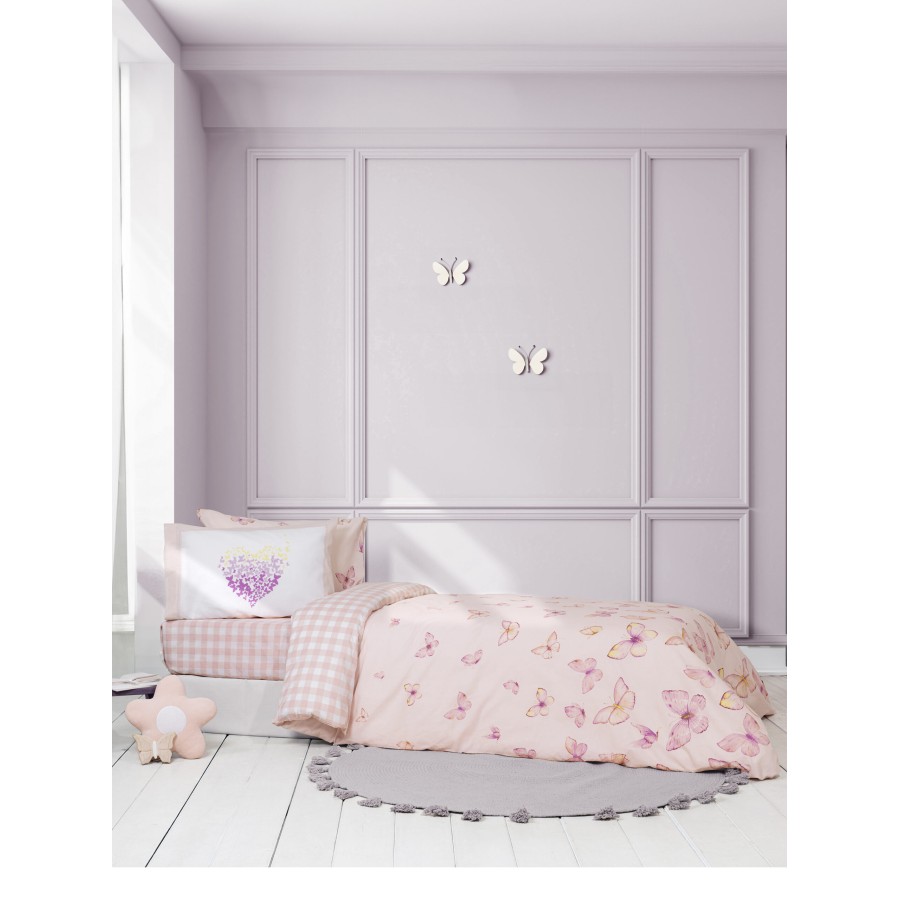 Nima Kids Σετ Σεντόνια Μονά με Λάστιχο - Bettina Ροζ     (1 x 100x200+30  x 170x255   52x72)