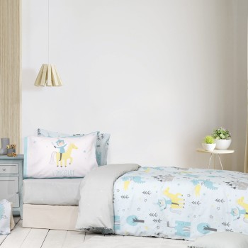 Nima Kids Σετ Σεντόνια Μονά με Λάστιχο - Lancelot Γαλάζιο, Γκρι     (1 x 100x200+30  x 170x255   52x72)