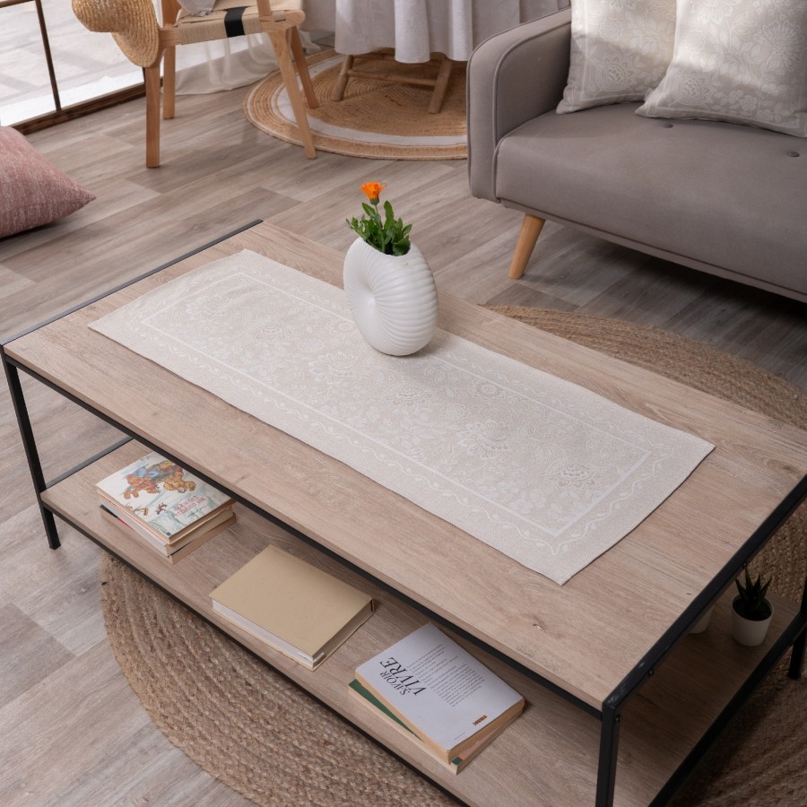 Καρέ & Τραβέρσα Peony 01 Σετ 2 τεμαχίων - 100x100cm & 40x100cm