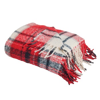 DAS HOME ΚΟΥΒΕΡΤΑ ΚΑΝΑΠΕ FAUX MOHAIR 1379 BLACK, RED