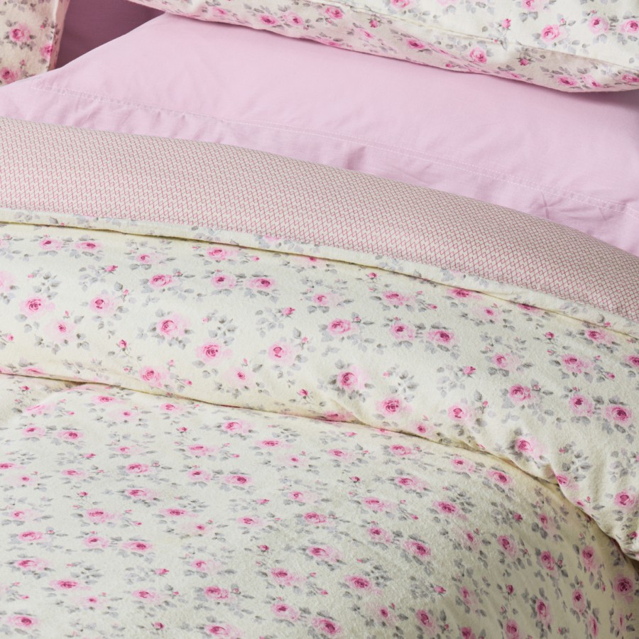 DAS HOME ΣΕΤ ΠΑΠΛΩΜΑΤΟΘΗΚΗ ΜΟΝΗ HAPPY FLANNEL 9700 ECRU, PINK
