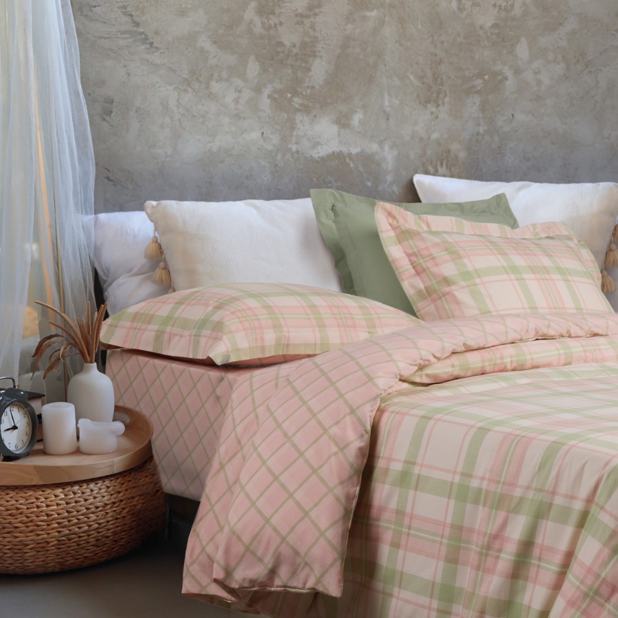 DAS HOME ΣΕΤ ΣΕΝΤΟΝΙΑ ΜΟΝΑ ΜΕ ΛΑΣΤΙΧΟ CASUAL 5443 MINT, PINK