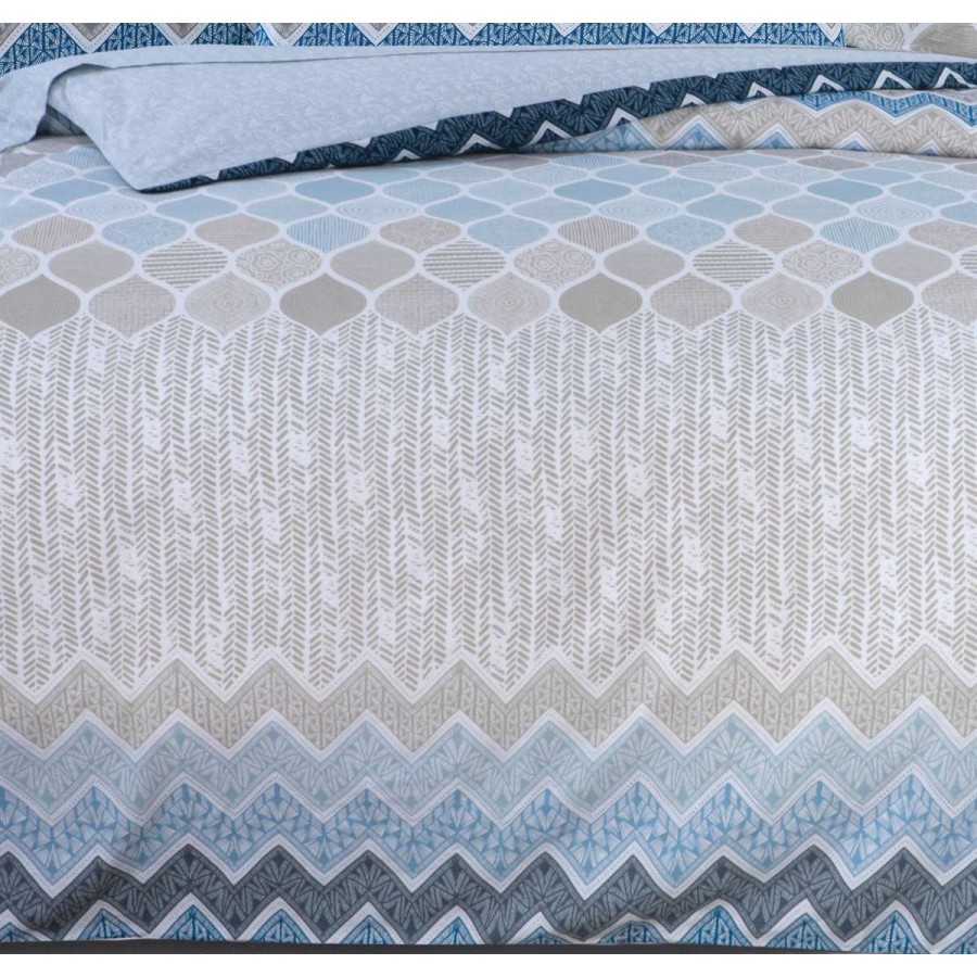 Σετ Σεντόνια Μονά Kiris Blue 3Τμχ Με Λάστιχο 100X200+35 Espree