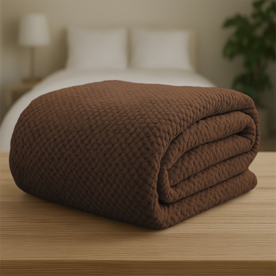 LINO Κουβέρτα Υπέρδιπλη(220x240) Fleece Napnest Καφέ