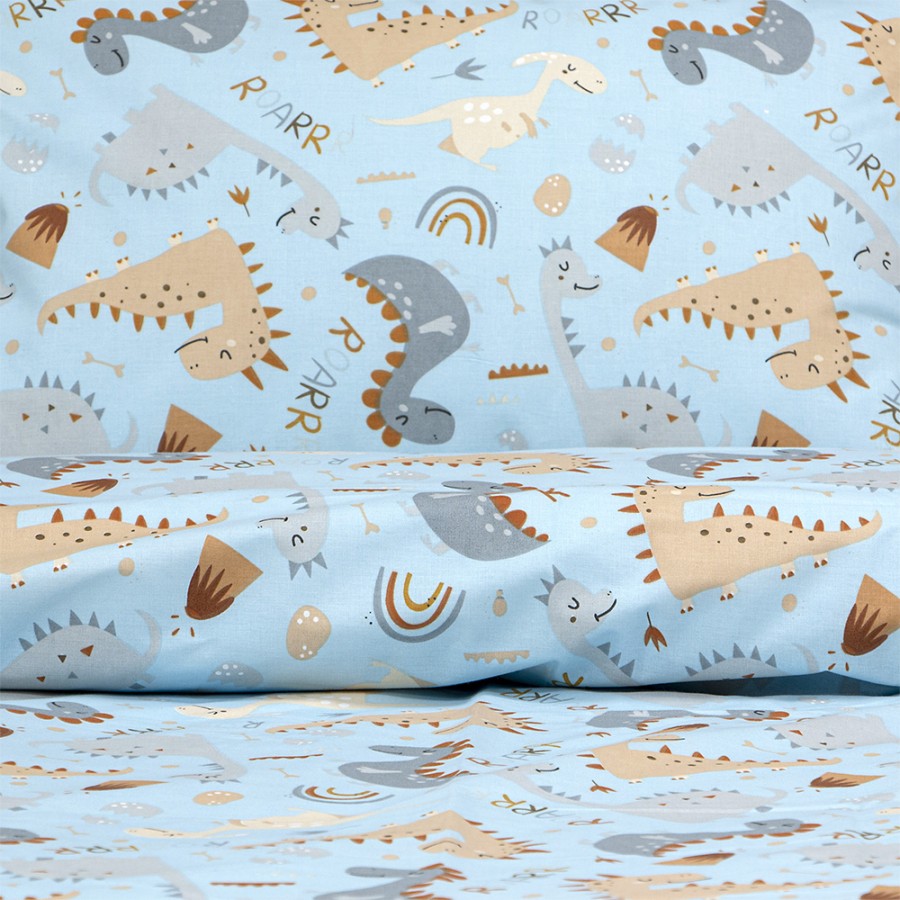 LINO Σετ Παιδική Παπλωματοθήκη (160x240) Jurrasic Nap Πετρόλ