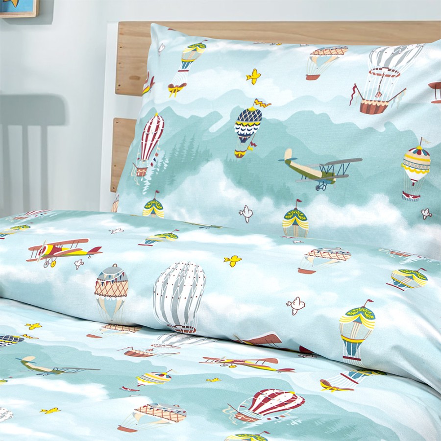 LINO Σετ Παιδική Παπλωματοθήκη (160x240) Cloud Chasers Πετρόλ