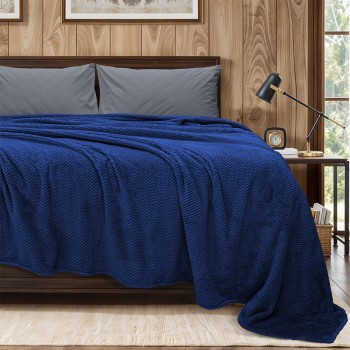 LINO Κουβέρτα Υπέρδιπλη (220x240) Fleece Napnest Σκούρο Μπλε