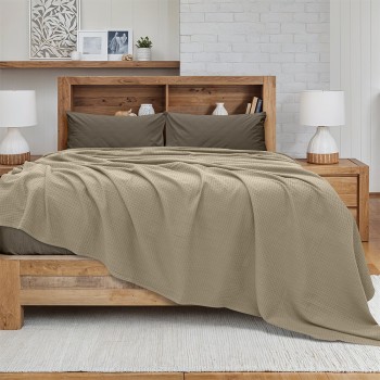 LINO Κουβέρτα Ημίδιπλη (170x240) Πικέ Cocoon Μόκα